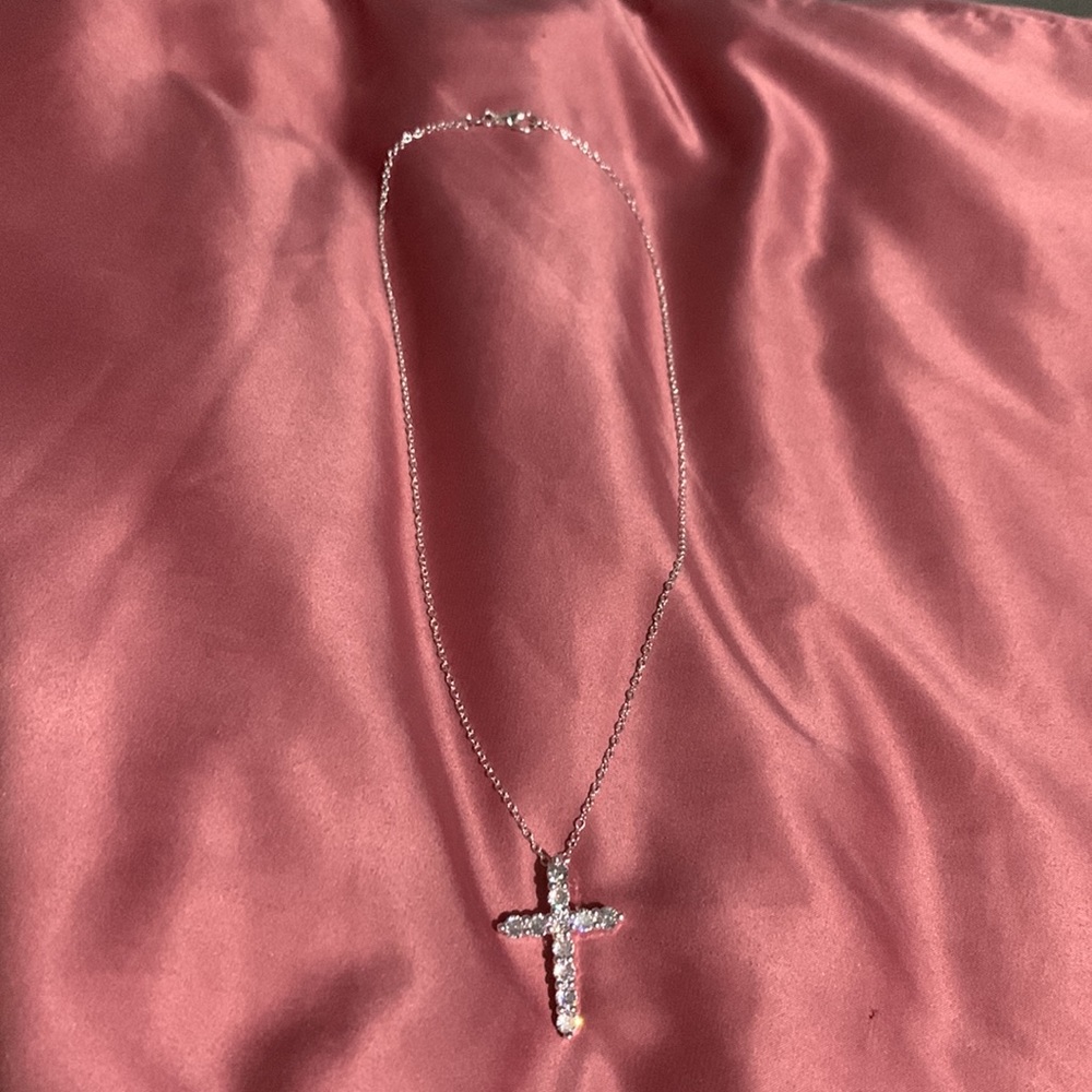 💘Sterling Silver White Sapphire Diamond Necklace💘 - Picture 5 of 7